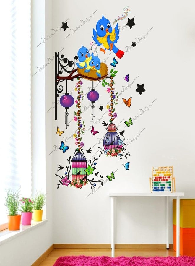 DivineDesigns ملصق حائط ذاتي اللصق من الفينيل PVC بتصميم تويتيز في العش يغنون ويعزفون نوتات موسيقية، من تصميم DivineDesigns، لتزيين المنزل/غرفة المعيشة (متعدد الألوان). - Image 1